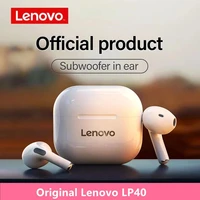 lenovo lp40 tws bluetooth v5 0 in ear headphones life level waterproof hifi stereo bass dual diaphragm with microphone