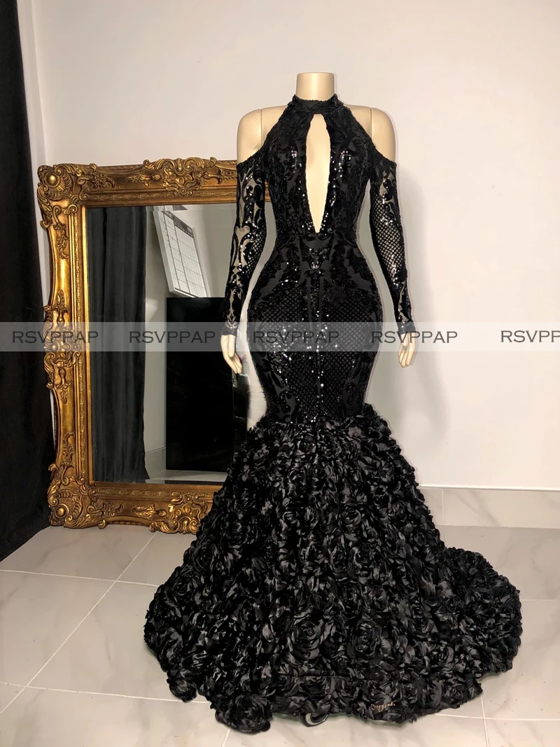 Элегантные длинные платья для выпускного вечера 2020 с высоким воротом и открытыми