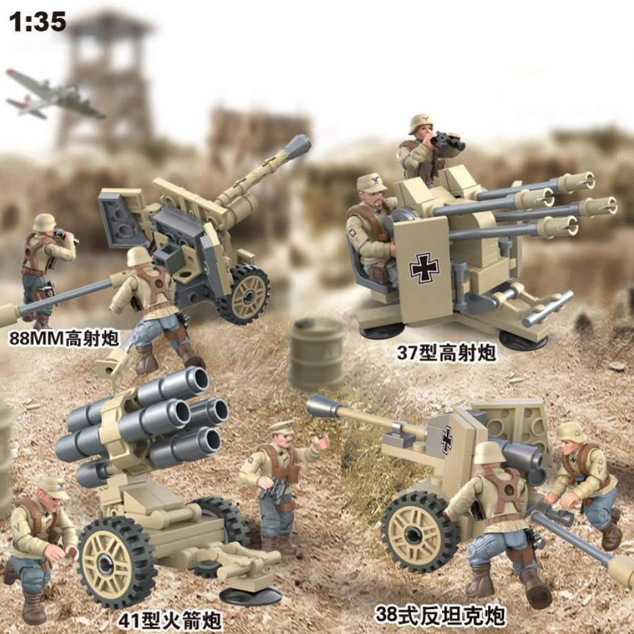 Военная мега-блочная армейская экшн-фигурка артиллерия война в Северной Африке