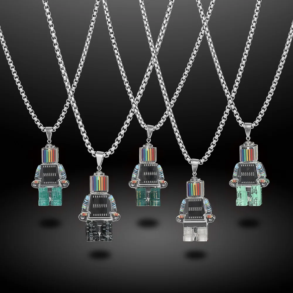 Смола прозрачная подвеска робота для украшения DIY электронного устройства мужская мода Hip Hop Punk Ins женская цепочка свитера аксессуары