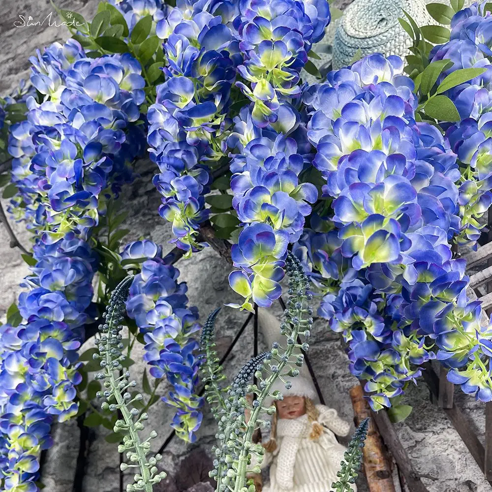 SunMade 3 ветки большие глицинии высокой имитации белые цветы домашнее свадебное