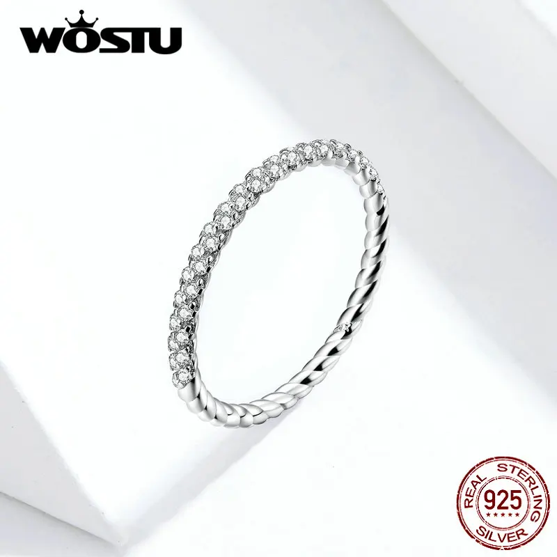 WOSTU 100% Настоящее серебро 925 пробы Простые Кольца для женщин Горячая Распродажа