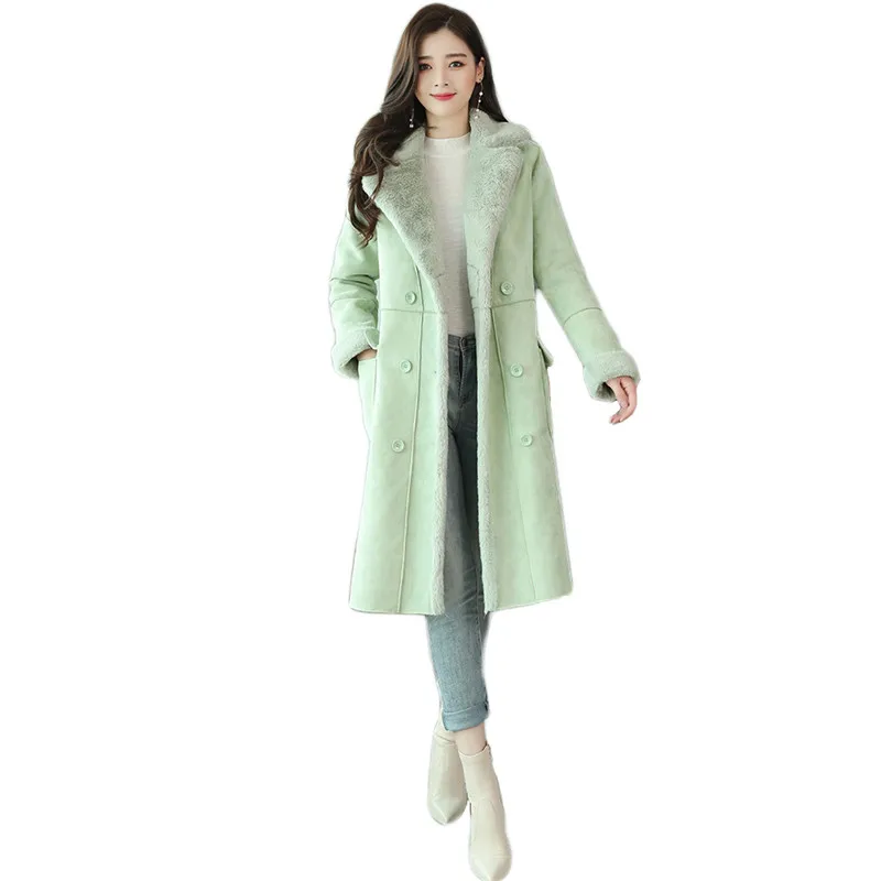 

Winter Coat Women Tea Green Plus Deerskin Fur Cotton Jackets 2020 Autumn New Fashion Slim Thick Warmth Parkas Feminina