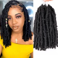 synthetic 12inch butterfly locs hair 6 pack pre looped butterfly locs crochet hair distressed locs crochet braid natural black