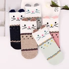 Новое поступление, хлопковый комплект женских носков, жаккардовые милые носки, женские короткие носки для девочек с изображением кавайного кота, весенние носки, размер 34-40