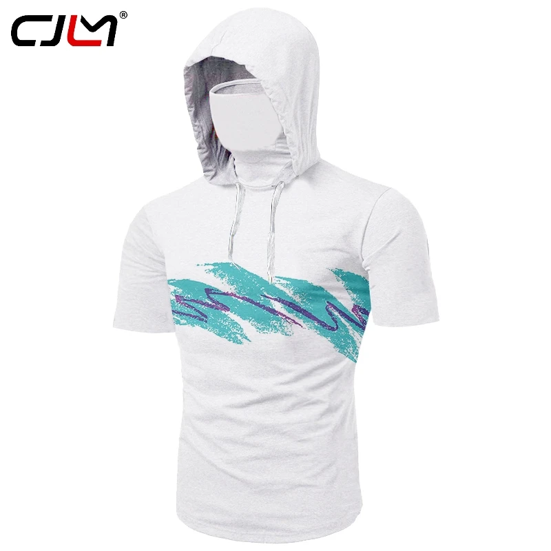 

CJLM Summer Tops Men Pull Ninja 90s Jazz Solo Paper Cup 3D Fashion Clothing Short-Sleeved Mask Hooded T Shirt Plus Size 5XL