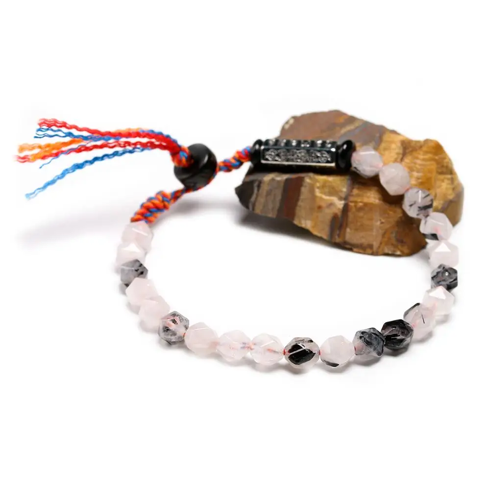 Женский браслет с натуральным черным турмалином Mala Beads 6 мм тибетский буддийский