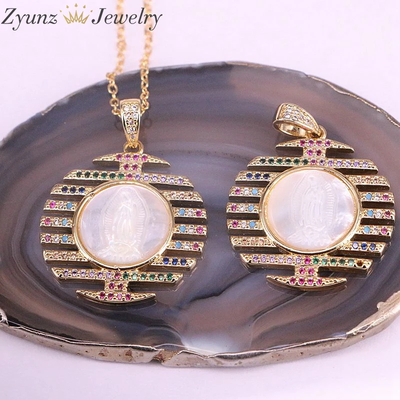 5 шт золотая радужная CZ микро паве Религиозные ювелирные изделия перламутровая