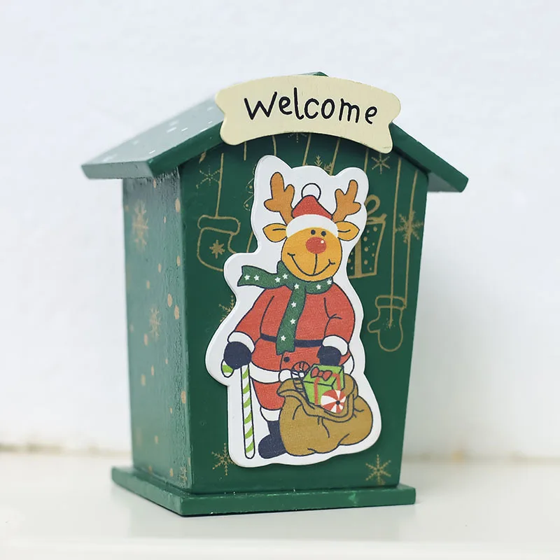 

Рождественские украшения Деревянный Санта Клаус Снеговик Олень Мини Дом педанты для счастливого Нового года рождественские детские подар...