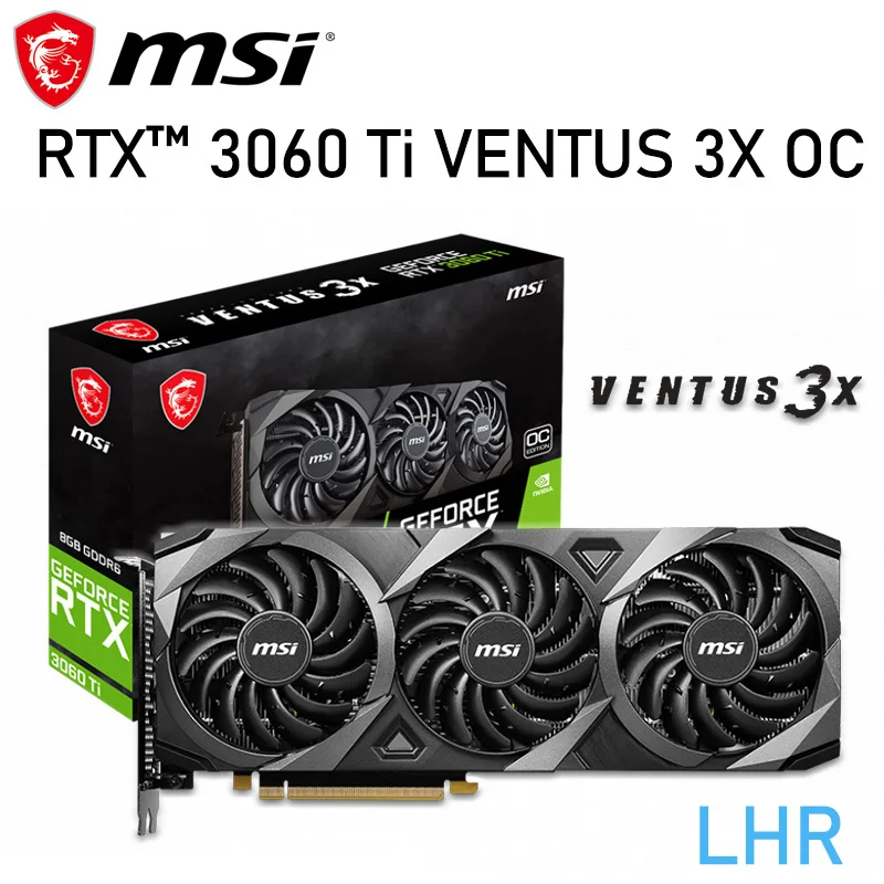 

MSI GeForce RTX 3060 Ti VENTUS 3X OC Graphics card RTX 3060Ti 1695MHz GDDR6 PCI Express 4.0 16X DirectX 12 3060 Ti Video Card