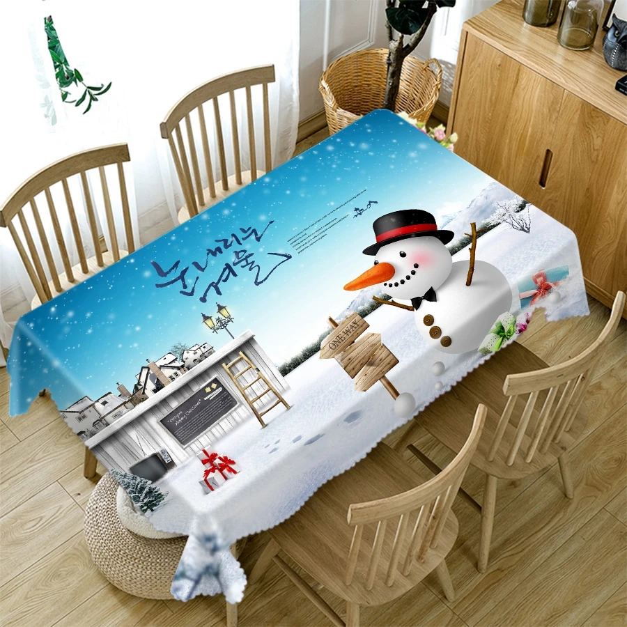 Home Christmas Party Decorations Tablecloth Blue Crystal Tree Pattern Thicken Cotton Rectangular Round 3d Table cloth | Дом и сад