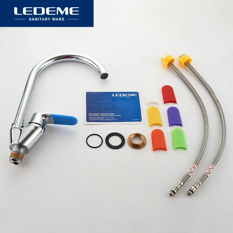 LEDEME Faucet L5953-2 Смеситель для кухни с гайкой Латунь Цвет: Хром | Обустройство дома