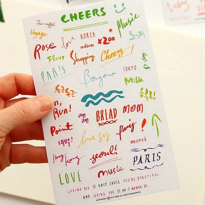 8 листов/комплект Новые забавные Цвет искусство шрифт письмо серии украшение