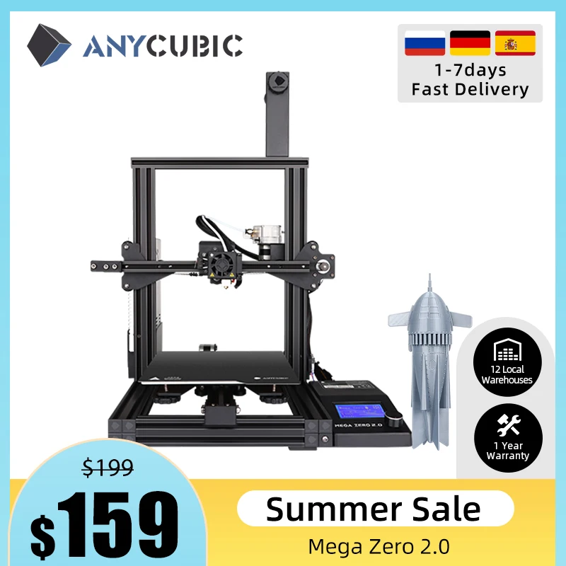 Новейший 3D принтер ANYCUBIC 2020 Mega Zero 2 0 обновленная Магнитная платформа для печати