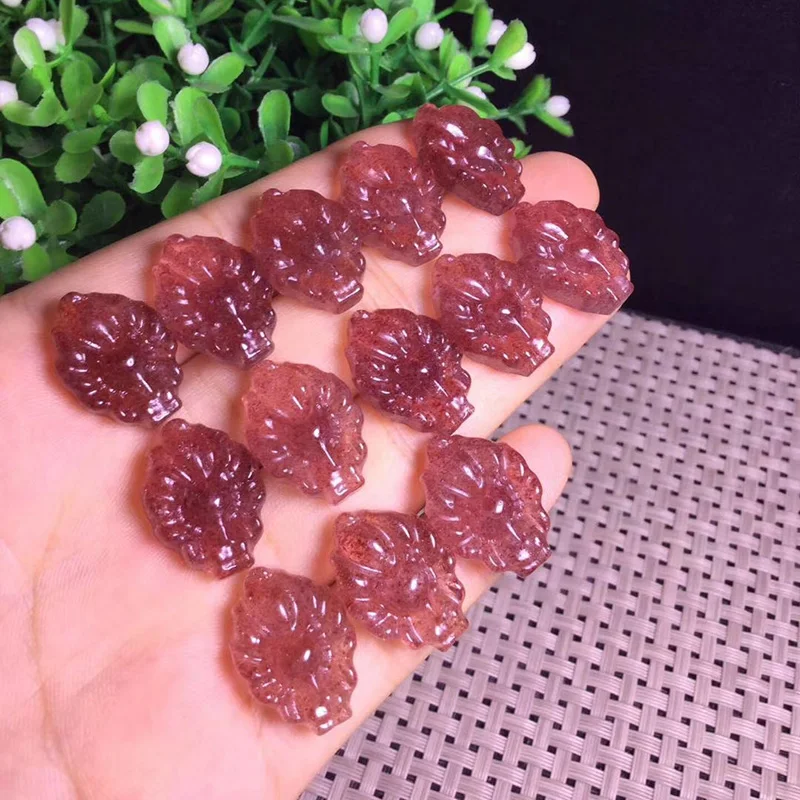 Натуральный красивый клубничный Кристалл Камень ручной работы милый с девятью