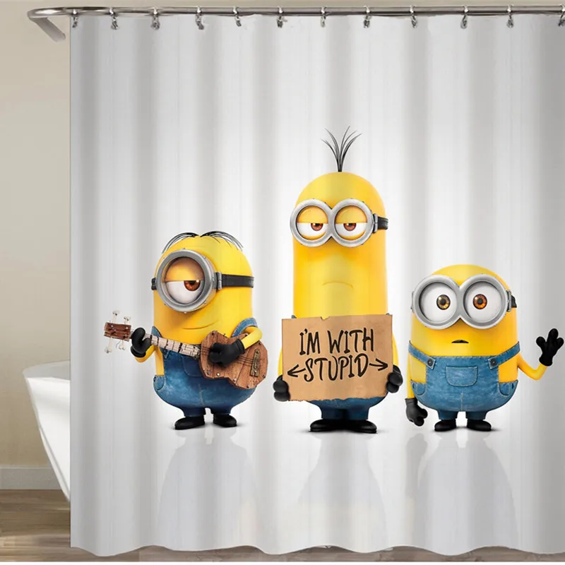 Милая желтая декоративная водонепроницаемая ткань полиэстер занавеска для душа