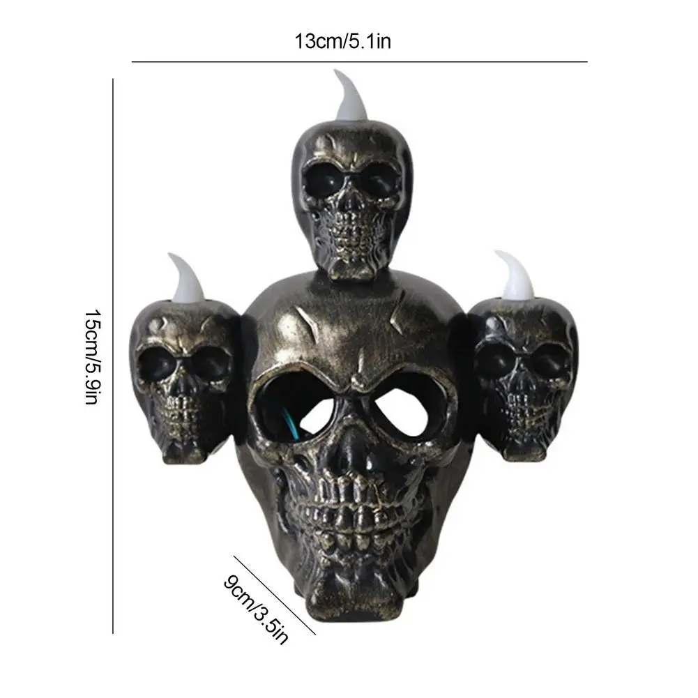 

Halloween Horrorible Skull Head Light Skeleton Novelty LED Electronic Candle Light Haunted House Decoration Props