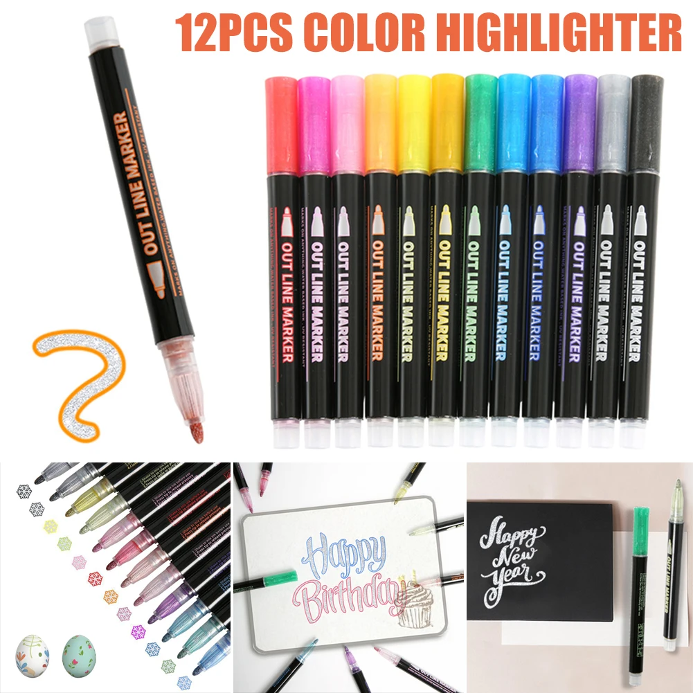 

12 Marker Pen for Highlight Painting Kit for Painting Rocks Pebbles Glass Water Based Waterproof Acrylic Paint Pen NK-Sh