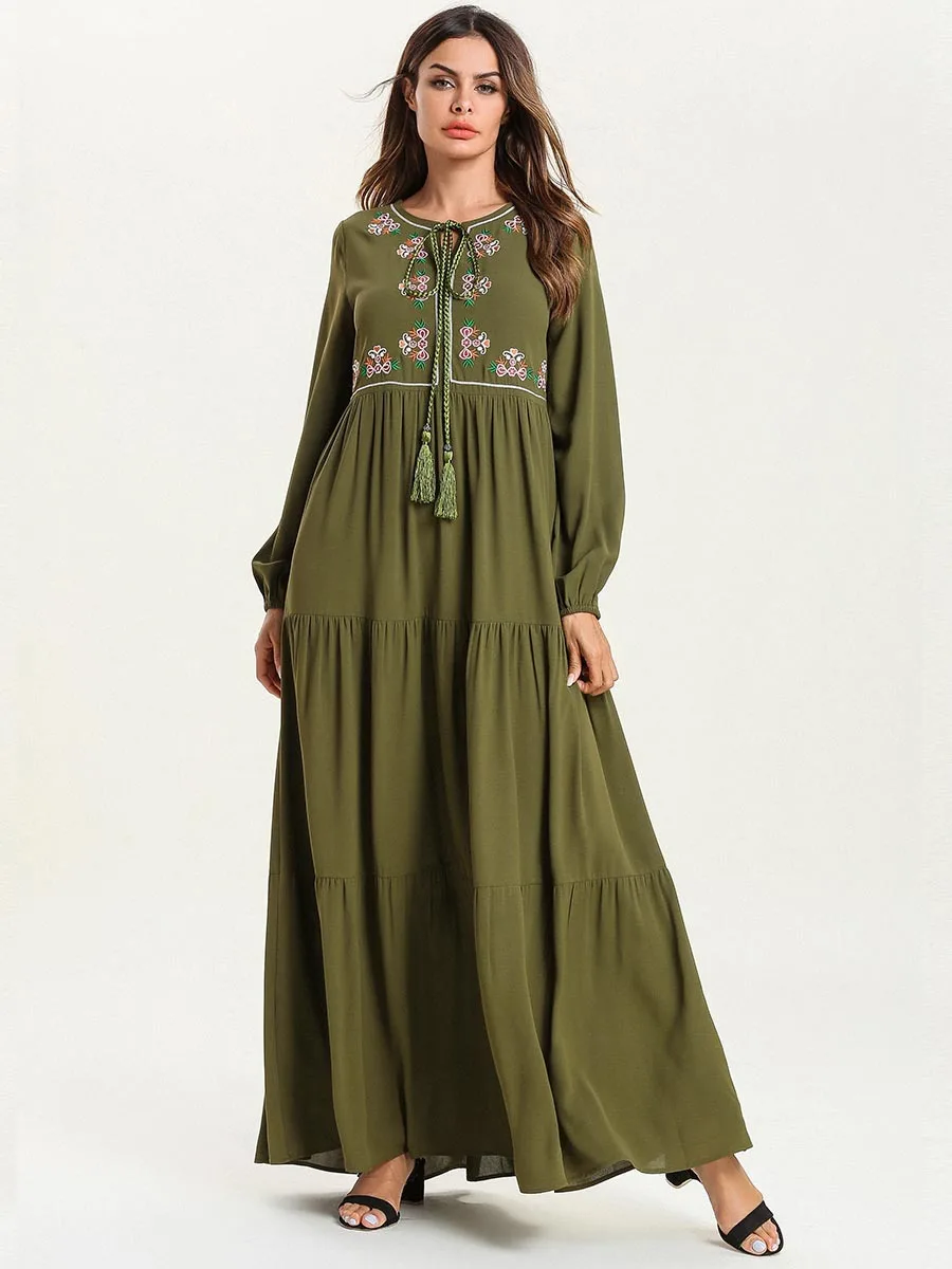 Женское платье светло-зеленый исламский арабский мусульманское длинное Абая для