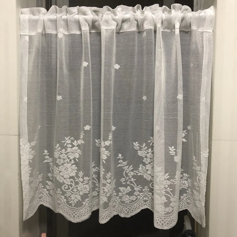 Корейская короткая Тюлевая занавеска s для кухни готовая белая плавающая