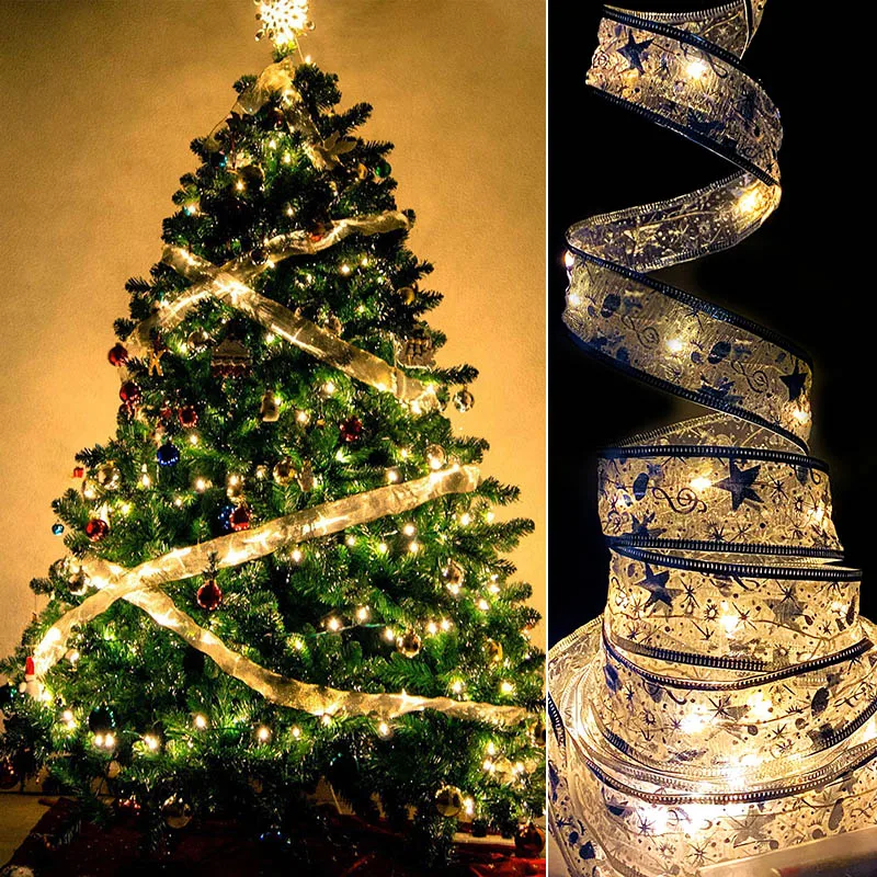 40 LED 4m Fairy Lights Strings Cooper Wire Ribbon Bows Lights Christmas Lamp for Party Weddings Holiday Xmas Tree Decorations