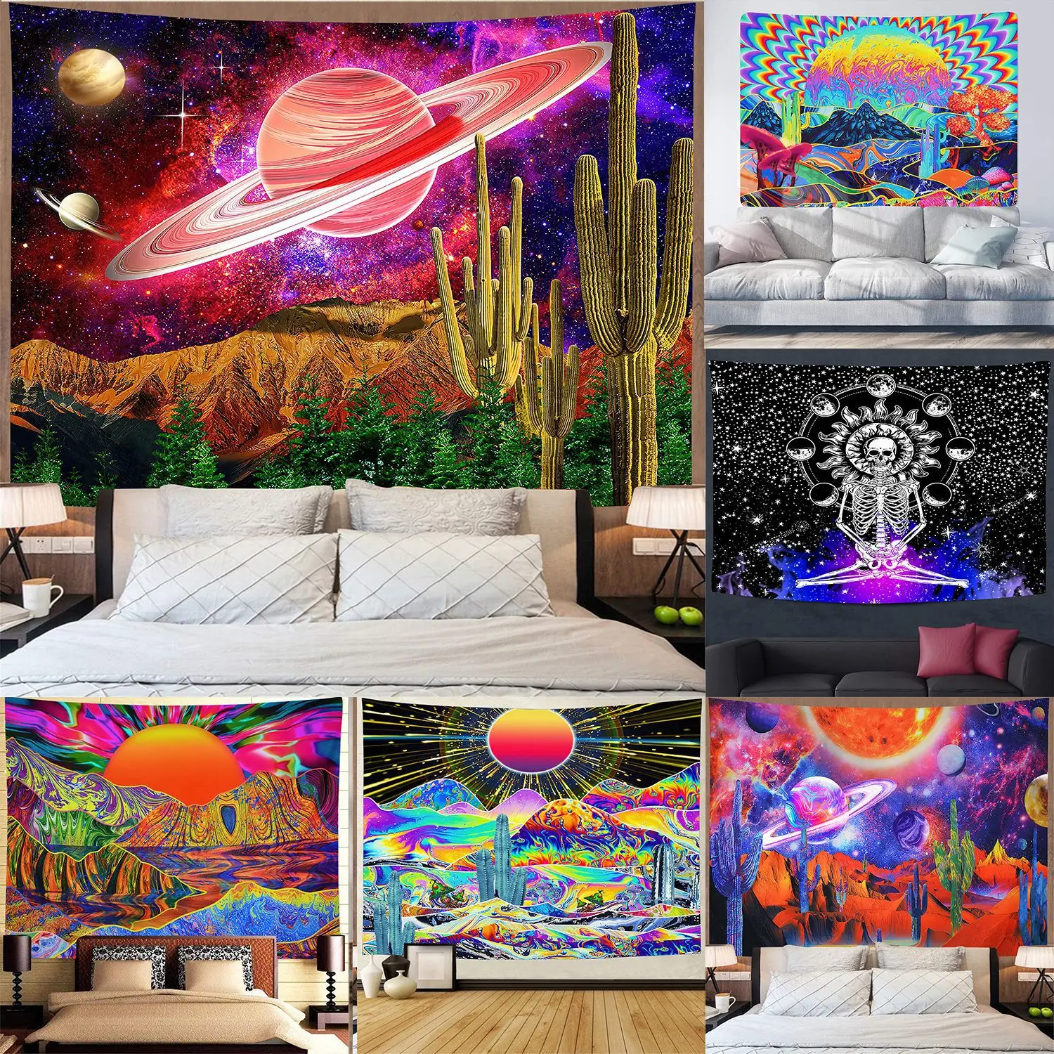 

Psychedelic Wall Hanging Tapestry Boho Decor Wall Cloth Tapestries Beach Throw Rug Blanket Bohemian Sleeping Pad Tapestries