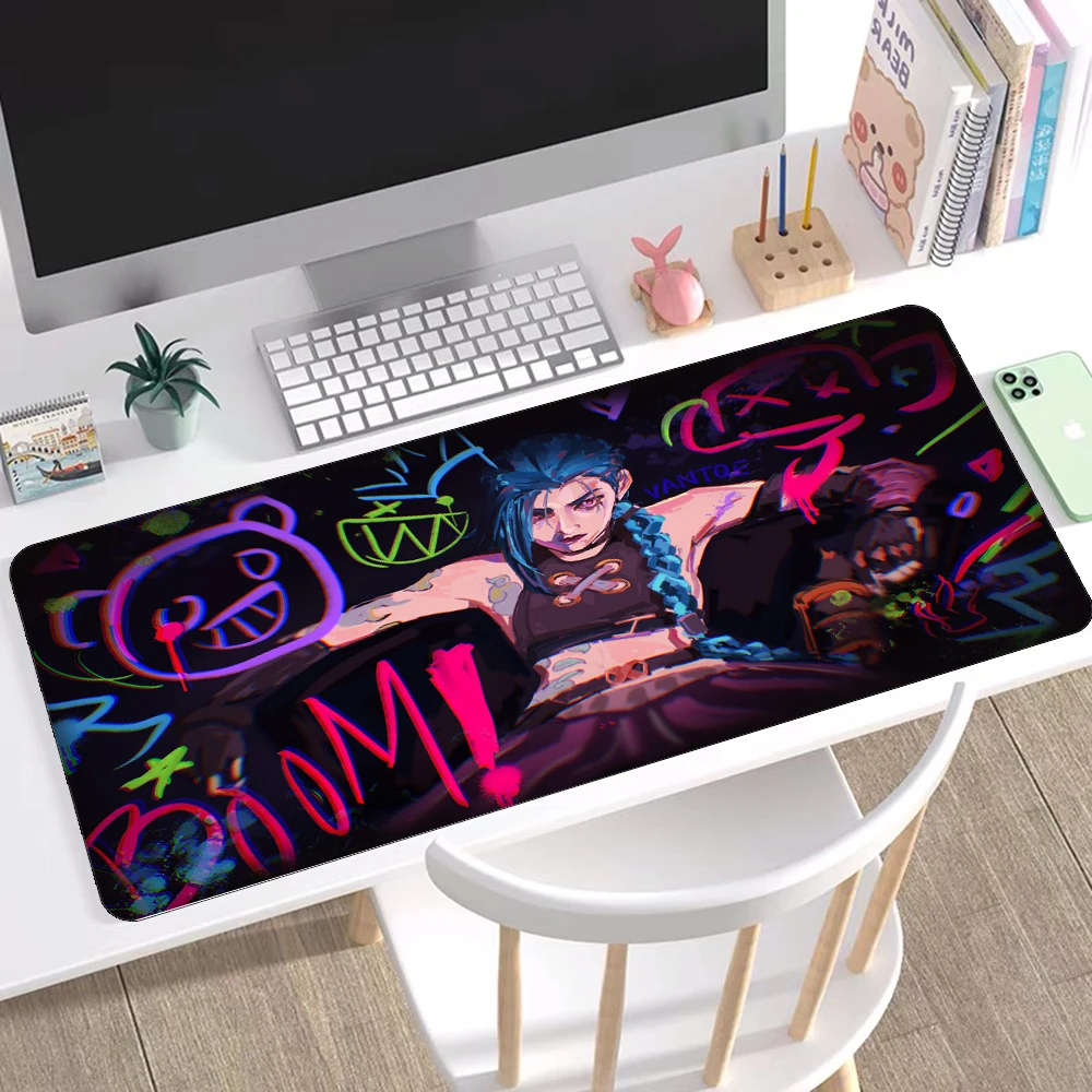 

LOL Runaway Loli Jinx Gaming Mousepad Arcane Baobao Anti-slip Table Mat Anime Girl Kawaii Game Component Carpet Large Mousepad