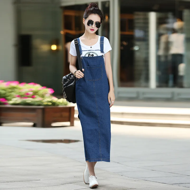 

Летнее тонкое джинсовое платье без рукавов для женщин, сарафан большого размера, повседневный Свободный комбинезон, женское платье на брет...