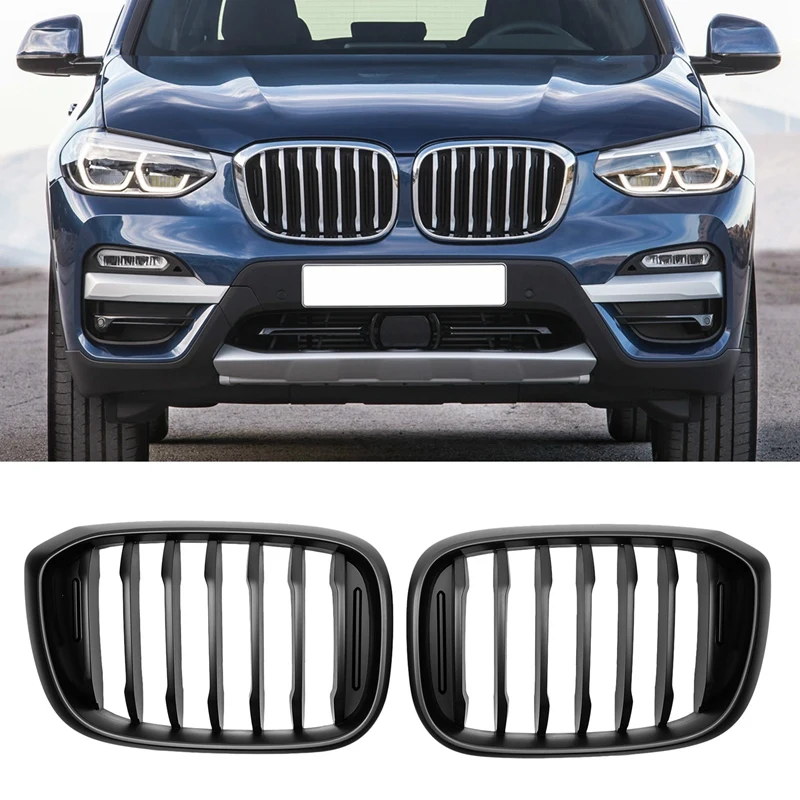 

AL22 -Car Single Slats Front Kidney Grill for -BMW X3 G01 X4 G02 ABS Matte Black Racing Grills 2018+
