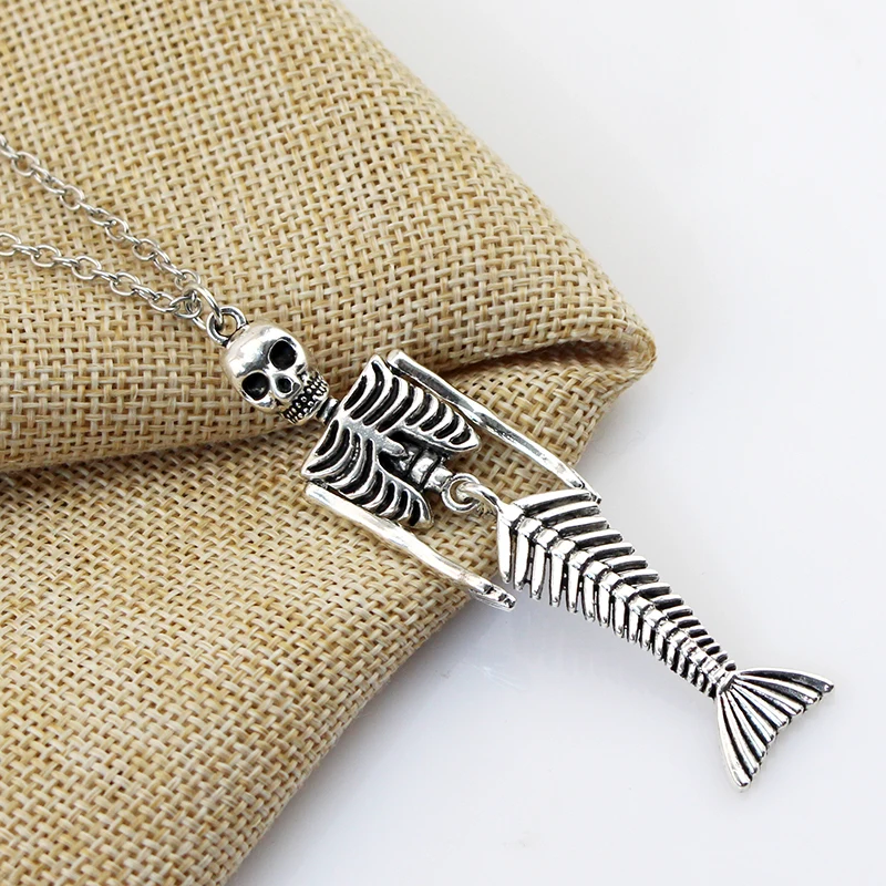 Металлическая подвеска в виде скелета русалки ожерелье на Хэллоуин стимпанк