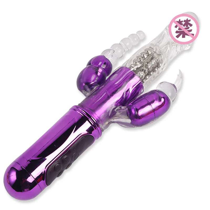 Массажер с тремя головками вращающийся стержень из бисера для взрослых