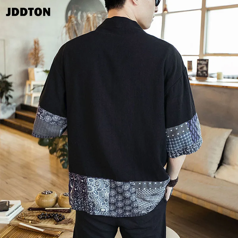 JDDTON мужское хлопковое льняное кимоно куртки для отдыха уличная одежда рубашки японские Самурайские