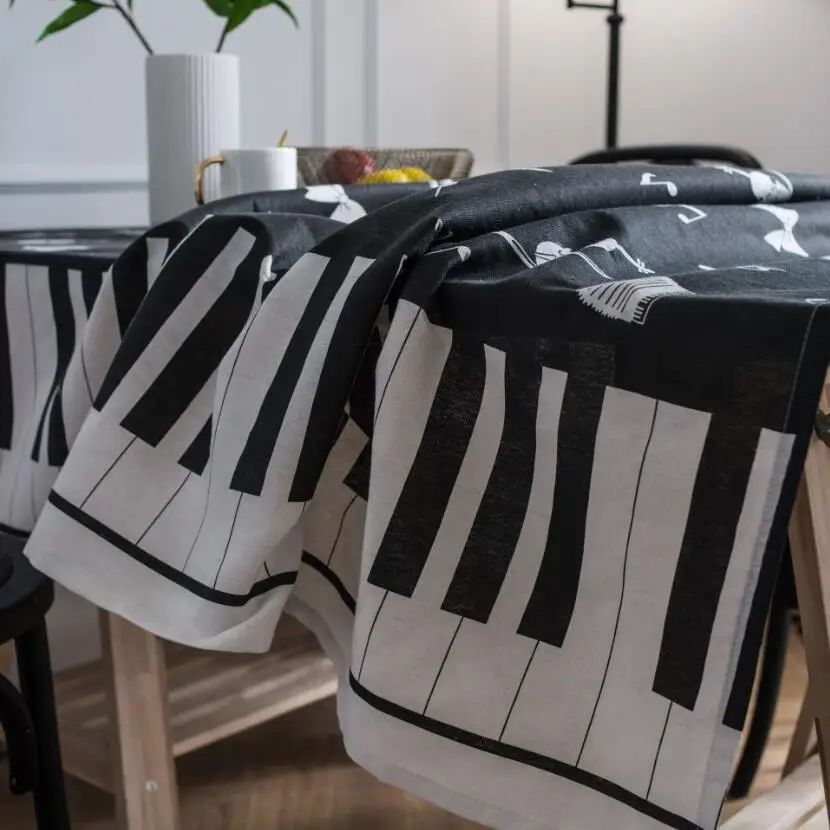 Новая корейская ткань для стола Pinao с принтом музыкальных нот искусственная