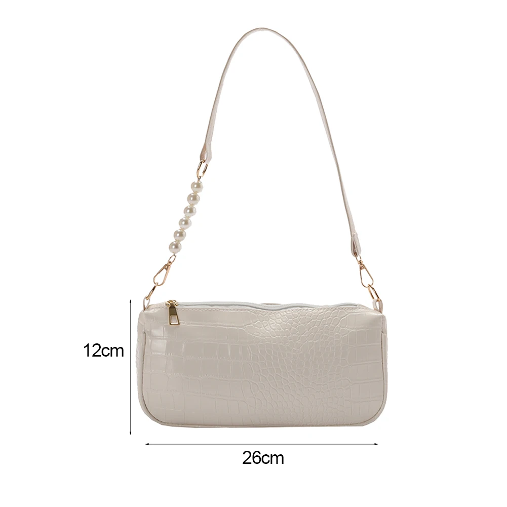 

Fashion Women Alligator Pattern PU Leather Pearl Shoulder Underarm Bag Casual Ladies Solid Color Small Handbags Women's bag