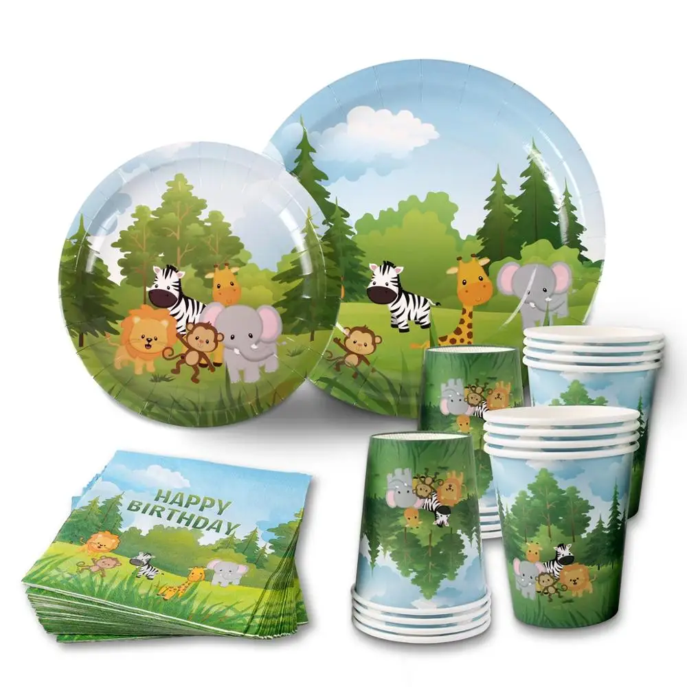 

Huiran Farm Animal Party Supplies Happy Birthday Party Decoration Kids Disposable Party Tableware Decorative Paper Plates