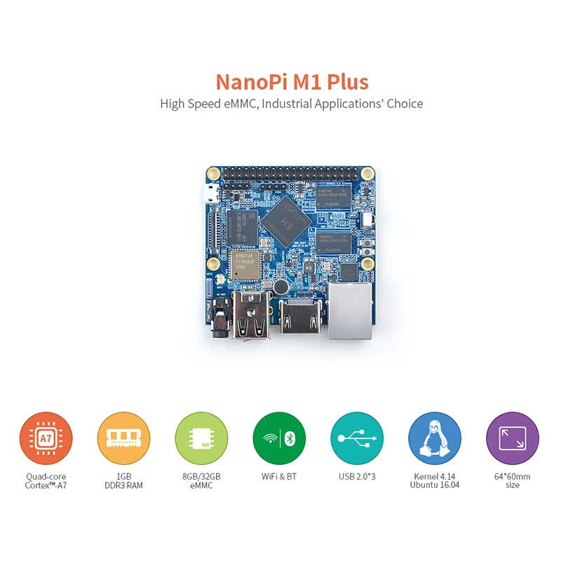 RealQvol FriendlyELEC NanoPi M1 Plus Development Board Allwinner H3 четырехъядерный Cortex A7 1 2 ГГц Гб оперативной