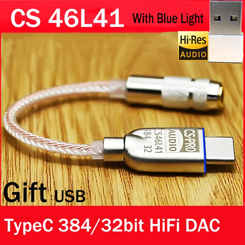 

New Type-C To 3.5mm HiFi Digital Headphone Amplifier Decoding DAC Audio Adapter Cable For Mac iPad Android Win10 cs46l41 Chip