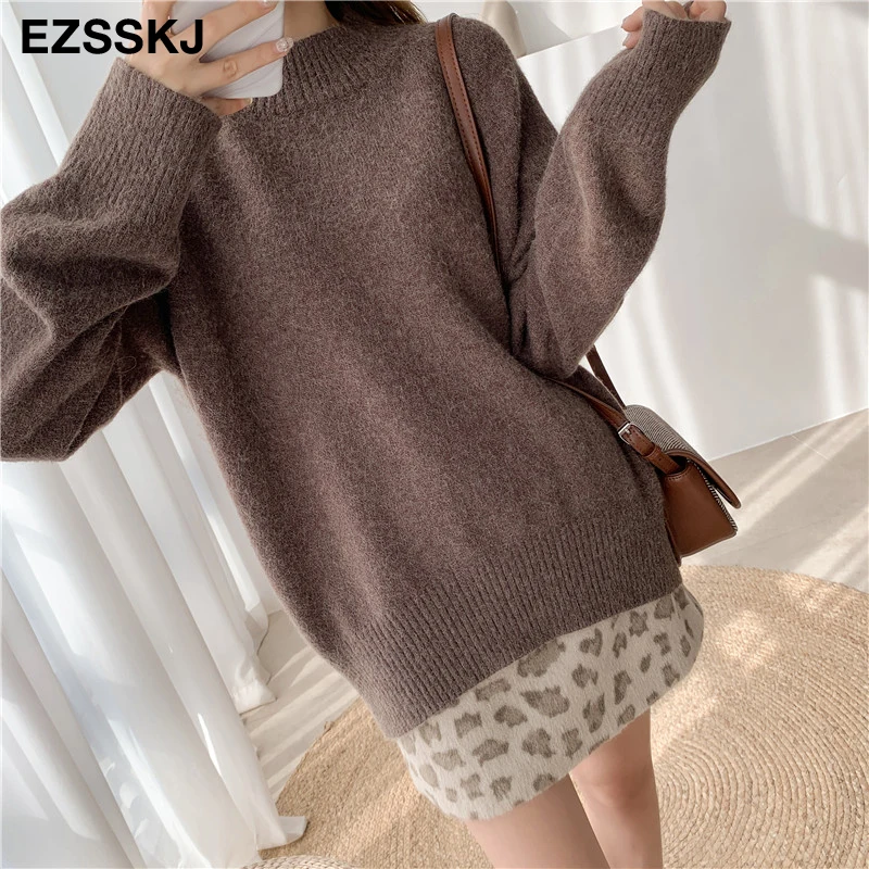 warm women's sweaters 2021 thick Autumn Winter wool sweater oversize female Women chic loose jumper pull | Женская одежда