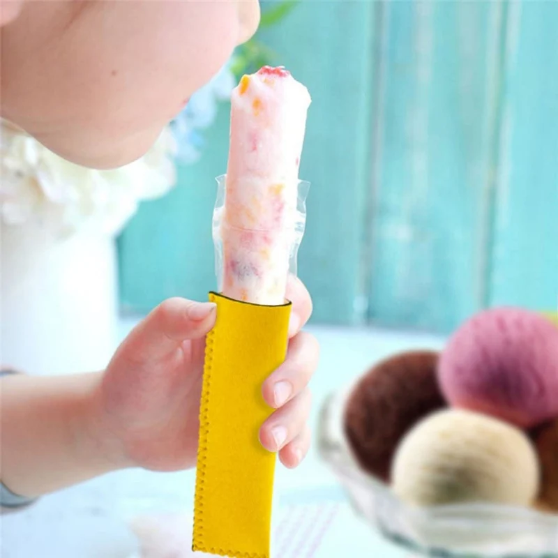 

10PCS Colorful Ice Popsicles Bags Ice Holders Bags Neoprene Freezer Icicle Covers For Ice Cream Tools A