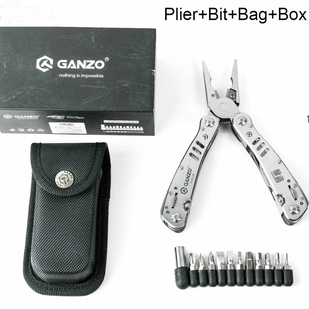 Plier with box Ganzo G302H вольфрамовые сменные лезвия Мульти плоскогубцы; Набор инструментов сумка комбинация из нержавеющей стали Складной нож длинный нос плоскогубцы - Цвет: Plier with box