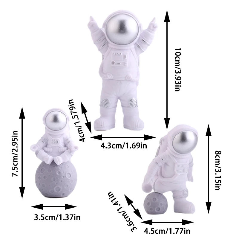 

3PCS Astronaut Decorations Attractive Doll Ornaments Happy Birthday Cake Decor For Children's Day Party Lovely Gifts