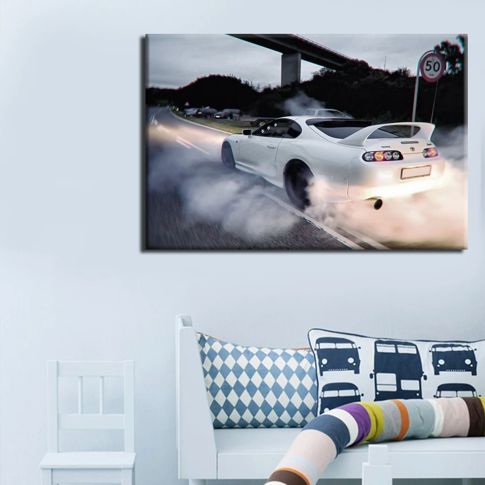 

Posters and Prints Decoration Toyota Supra Drifting CarIn Art Modern Nordic Home Furnishing Popular Canvas Painting