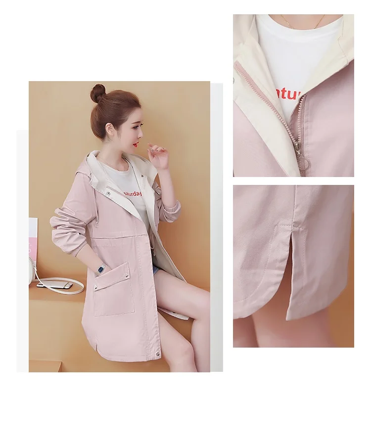 

2019 spring autumn New Hooded Windbreaker coat Large size Ladies coats Korea women's raincoat Popular coats student Tops tide