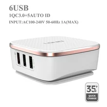6USB QC 3.0 USB Charger Fiber Drawing Quick Charge 3.0 35W Fast Charger Portable Phone Charging Adapter for iPhone Xiaomi Huawei