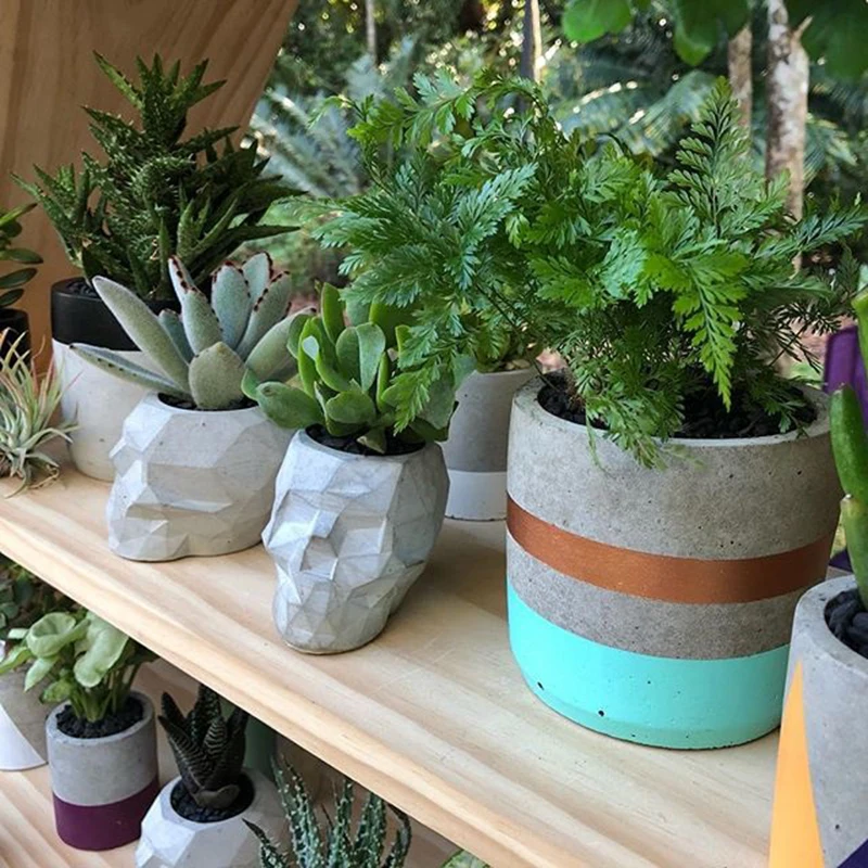 Череп головы бетон Плантатор формы геометрические свечи чай светильник