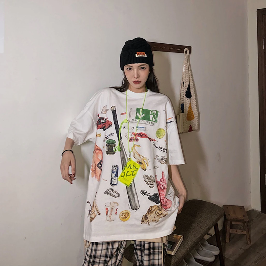 

ATSUNNY Summer American Baseball Short Sleeve HipHop Streetwear Casual Man Summer Fashion Hong Kong Style T-Shirt Tops