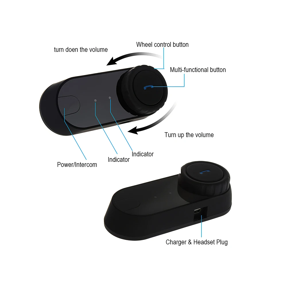 

Bluetooth Earphone Motorcycle Helmet Walkie Talkie Clear Voice Bluetooth Adjustable Wireless Earphone Rechargeable Microphone