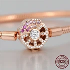 Браслет-цепочка Змея с серебряными и розовыми застежками