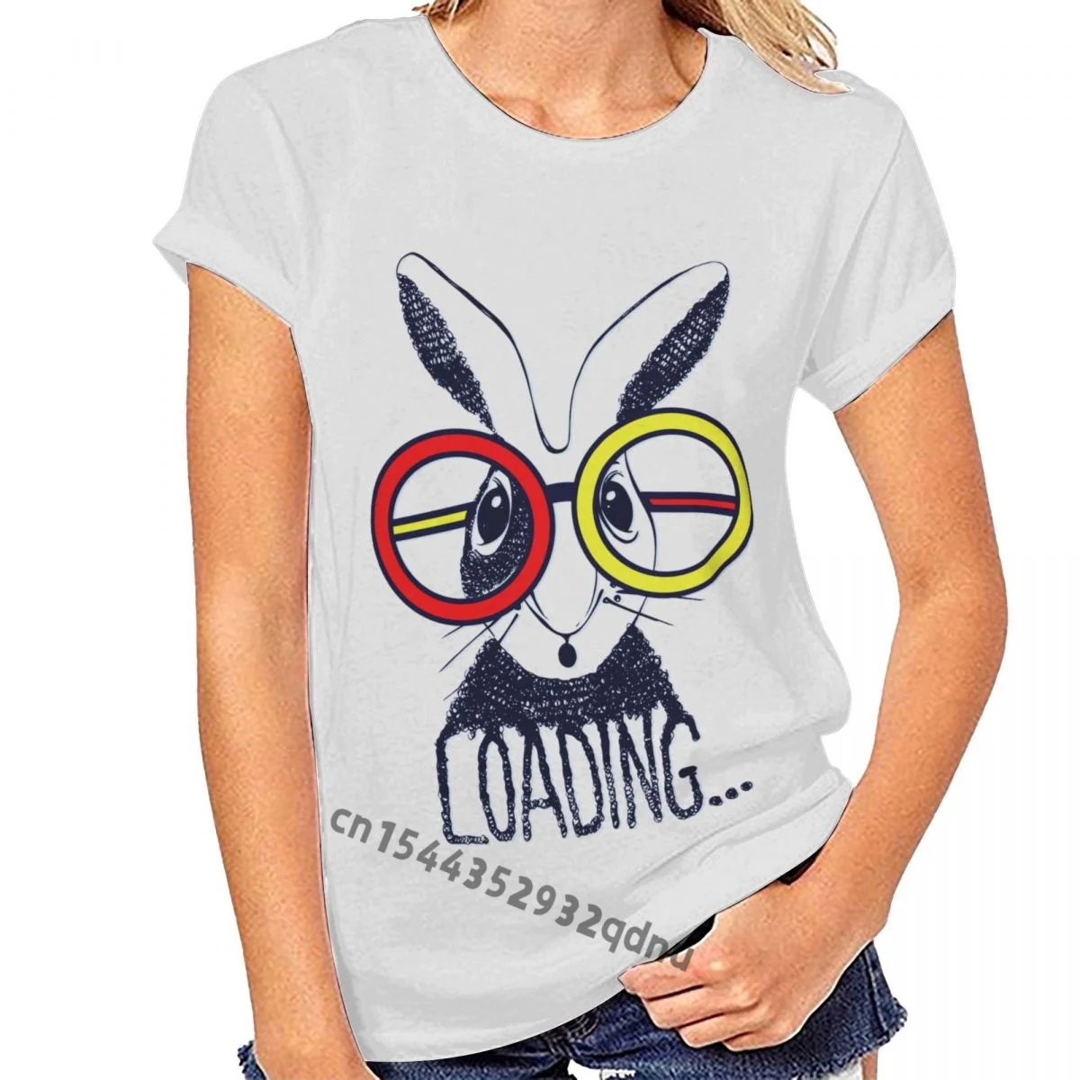 

Футболка ручной работы с милым кроликом для погрузки, футболка унисекс, хлопковые футболки, дешевая оптовая продажа