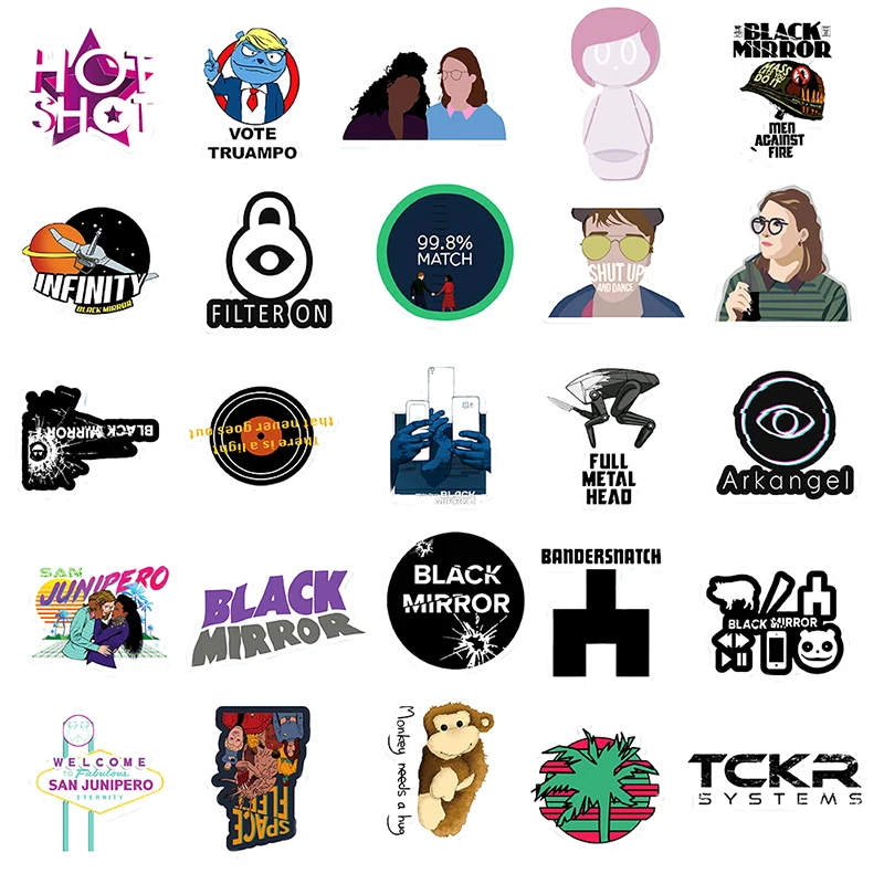 Espejo negro para nevera, port&aacute;til, Snowboard, Maleta, resistente al agua pegatina de Graffiti, cl&aacute;sico, Europa y Am&eacute;rica, 50 Uds.-4